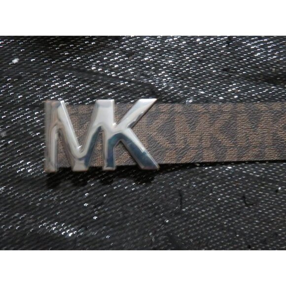 Michael Kors Brown MK Logo belt w/Silver Buckle size Medium 39.5 inches - Picture 4 of 7